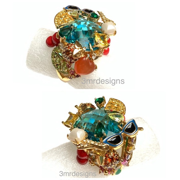 NWT Kate Spade ♠️ SWEET TREASURES 12-K Gold Plated Glass Pearl/CZ Crystals Ring - Picture 4 of 12